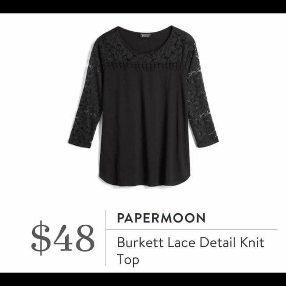 Black lace detail long sleeve top